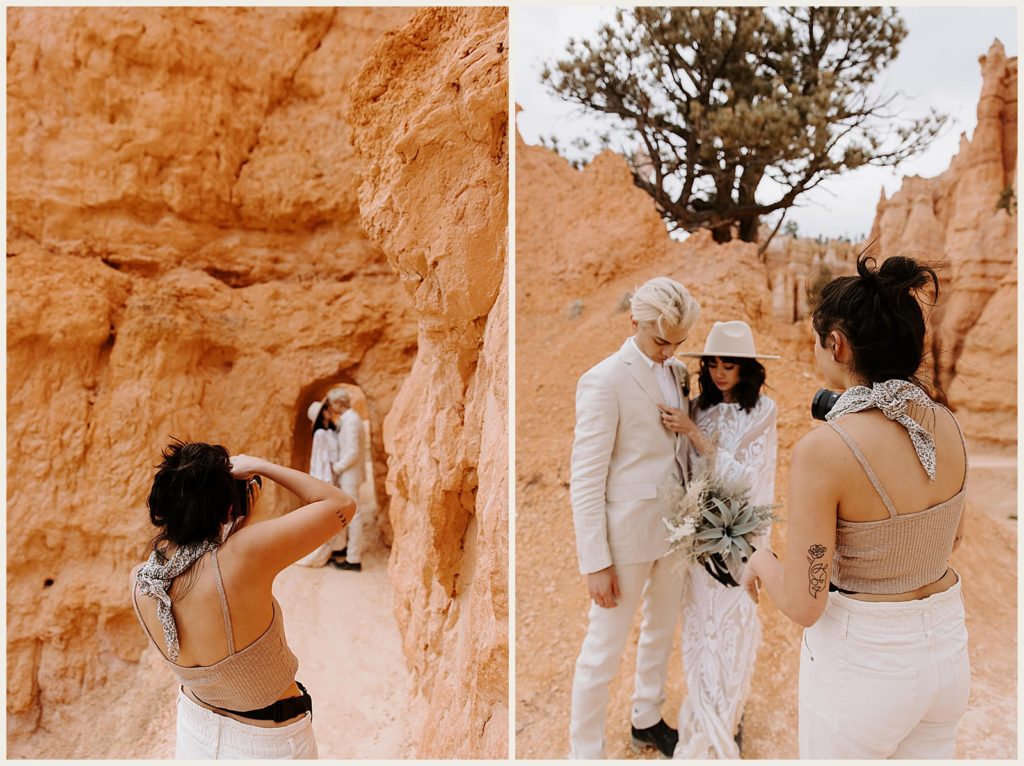 Portraits of an Oregon based elopement videographer in Bryce Canyon, Utah