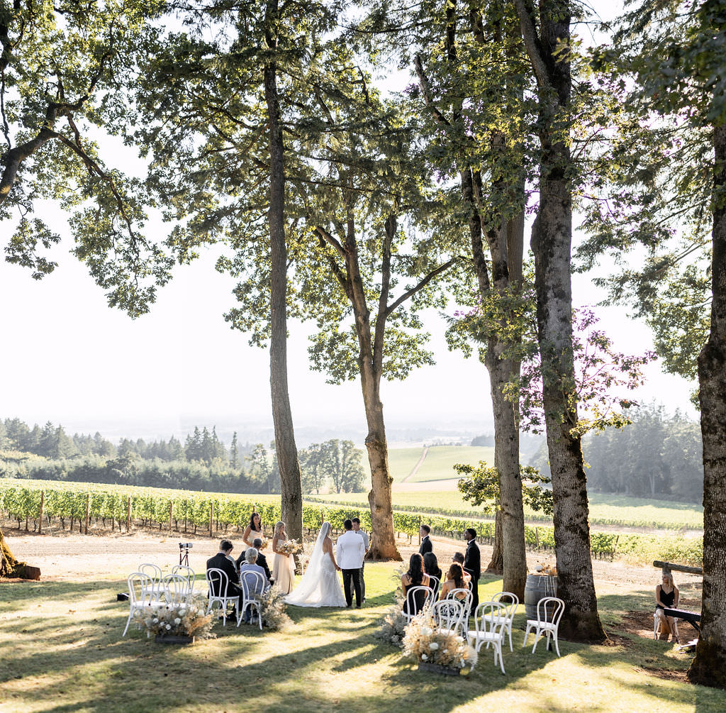 Intimate winery summer elopement at Domaine de Broglie in Dayton, Oregon