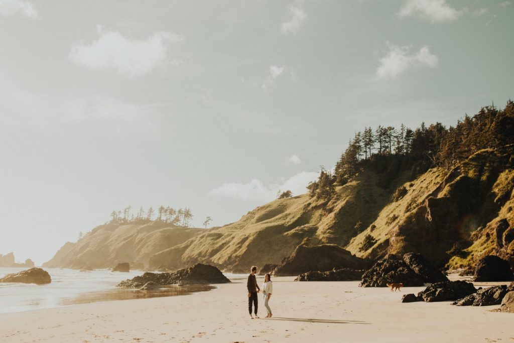 couple at Ecola State Park at Cannon Beach near Portland, Oregon - where to have your Oregon Coast Elopement