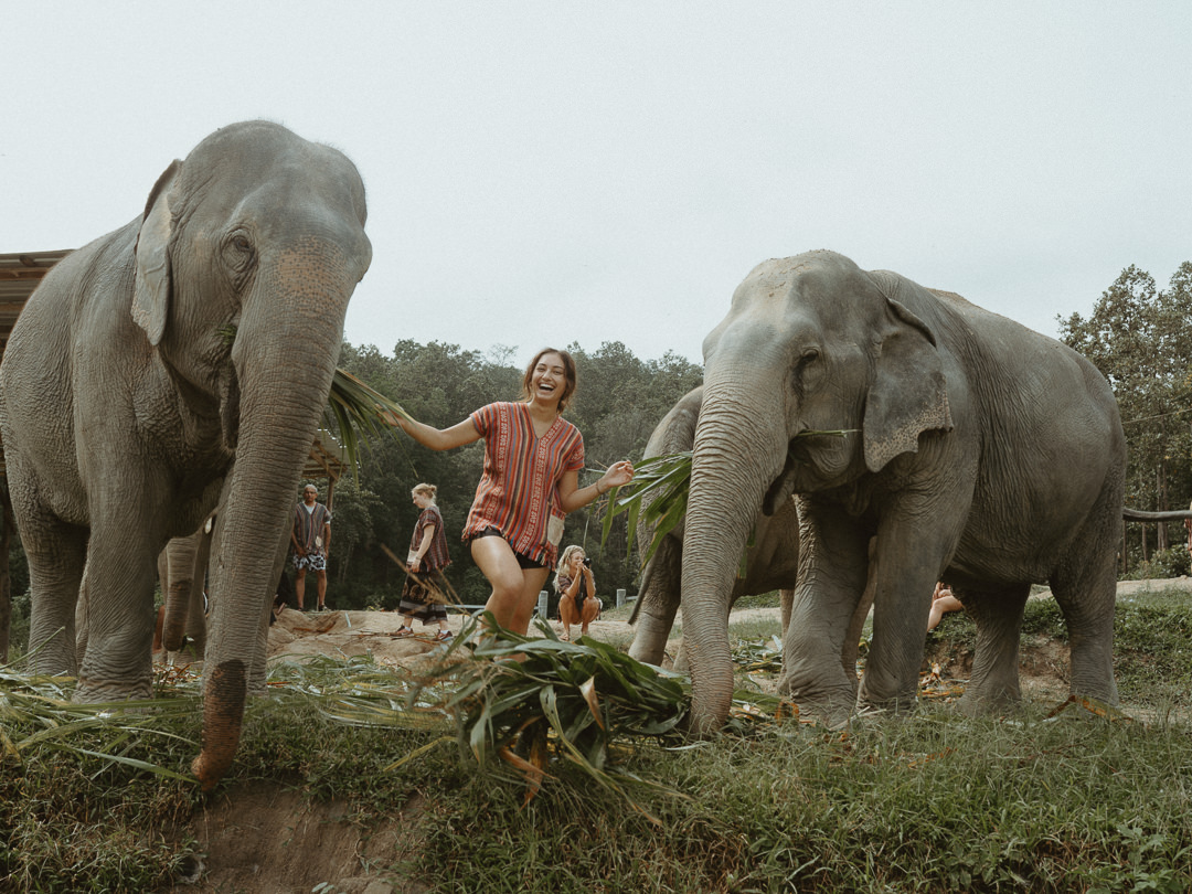 girl with elephants