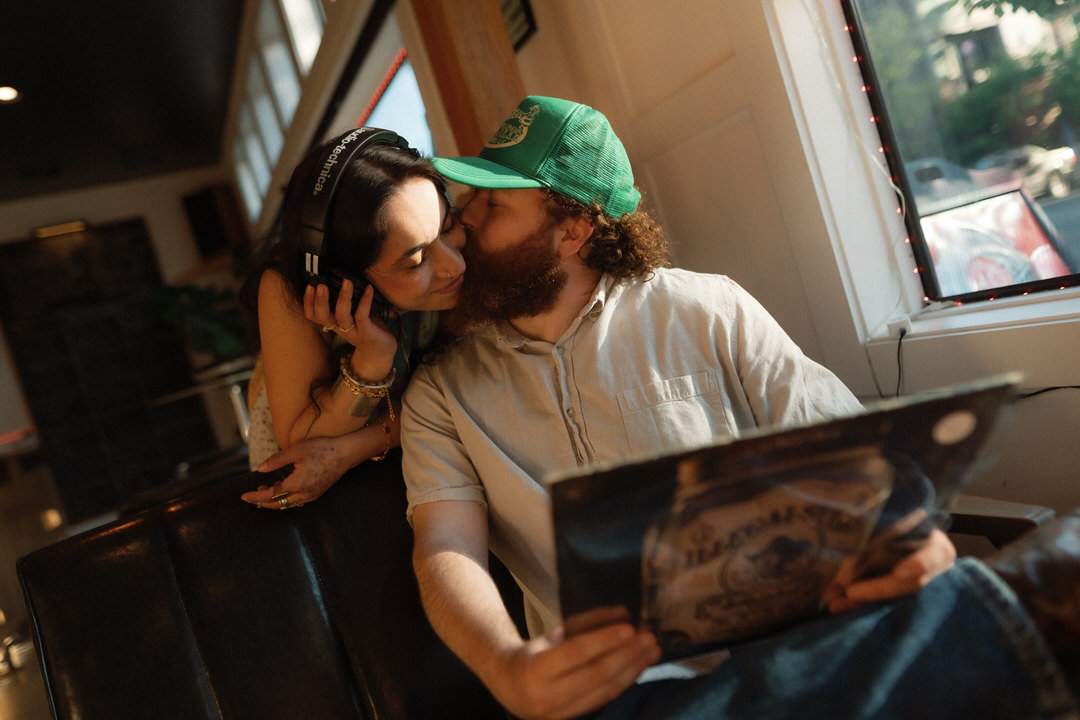 couple listening to record together
