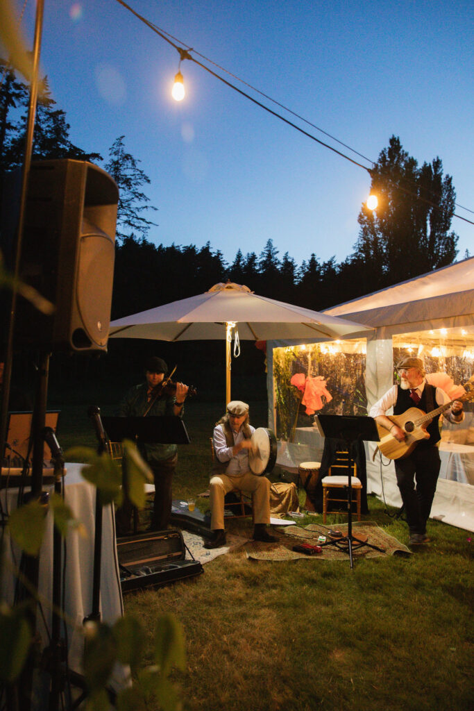 Celtic band performing at Orcas Island wedding reception