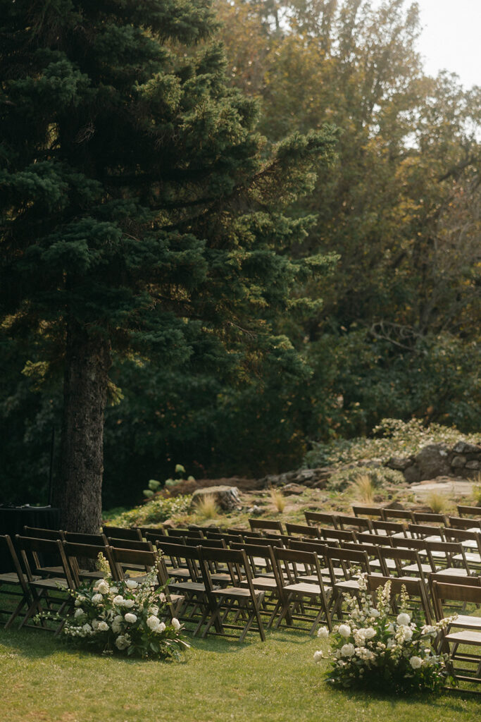 Romantic Griffin House wedding ceremony set-up