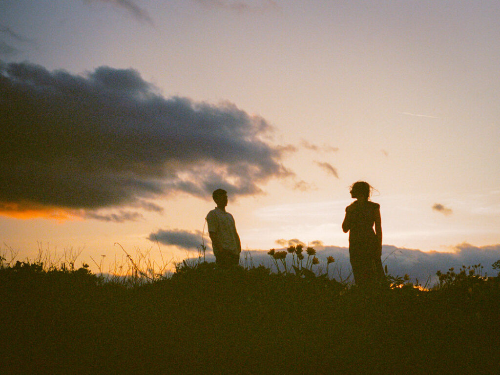 Sunset silhouette captured during Rowena Crest wildflower engagement.